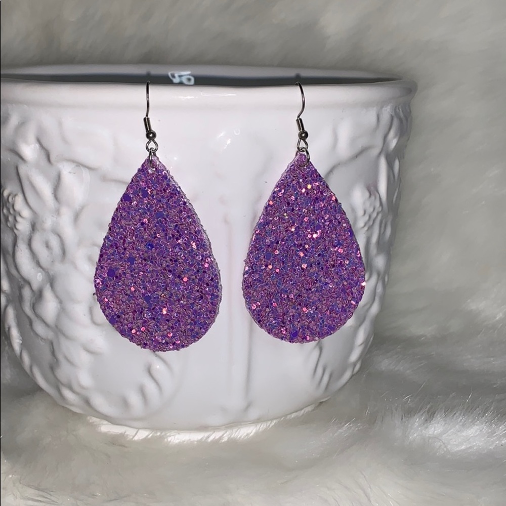 Leather Glittery Earrings